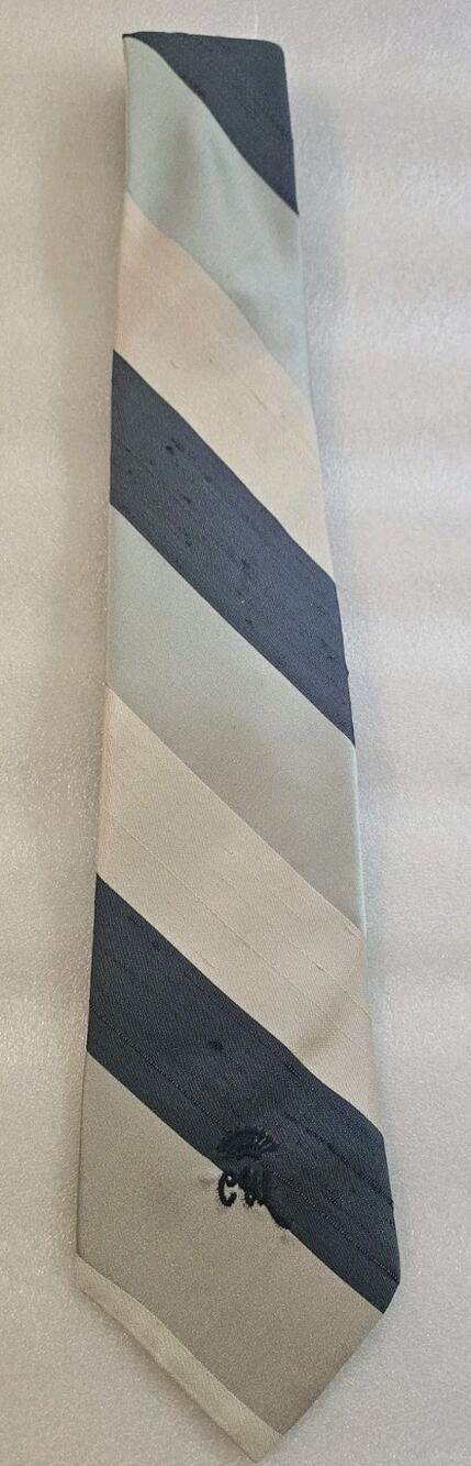 Countess Wara New York Diagonal Stripes in Silver, Light Blue 100% Silk Neck Tie
